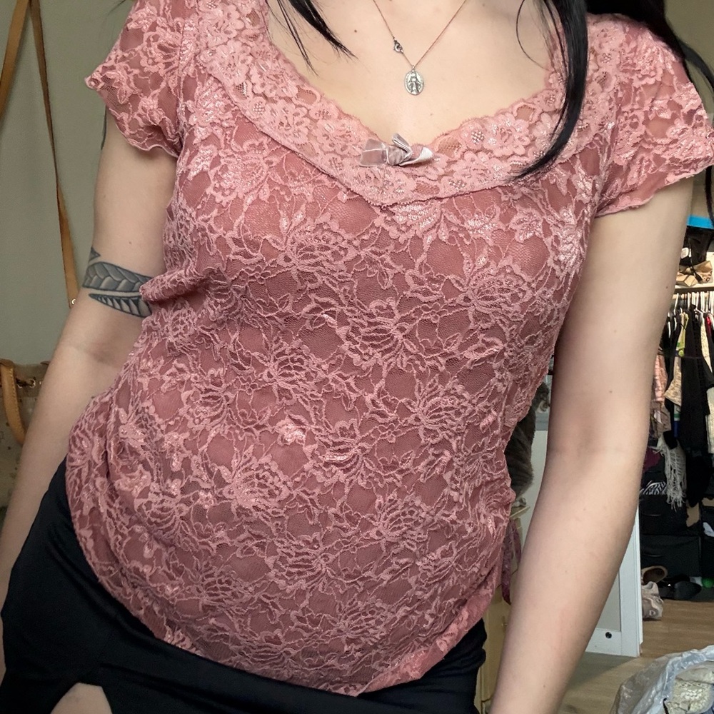 Merona Lace Blouse in Dusty Rose